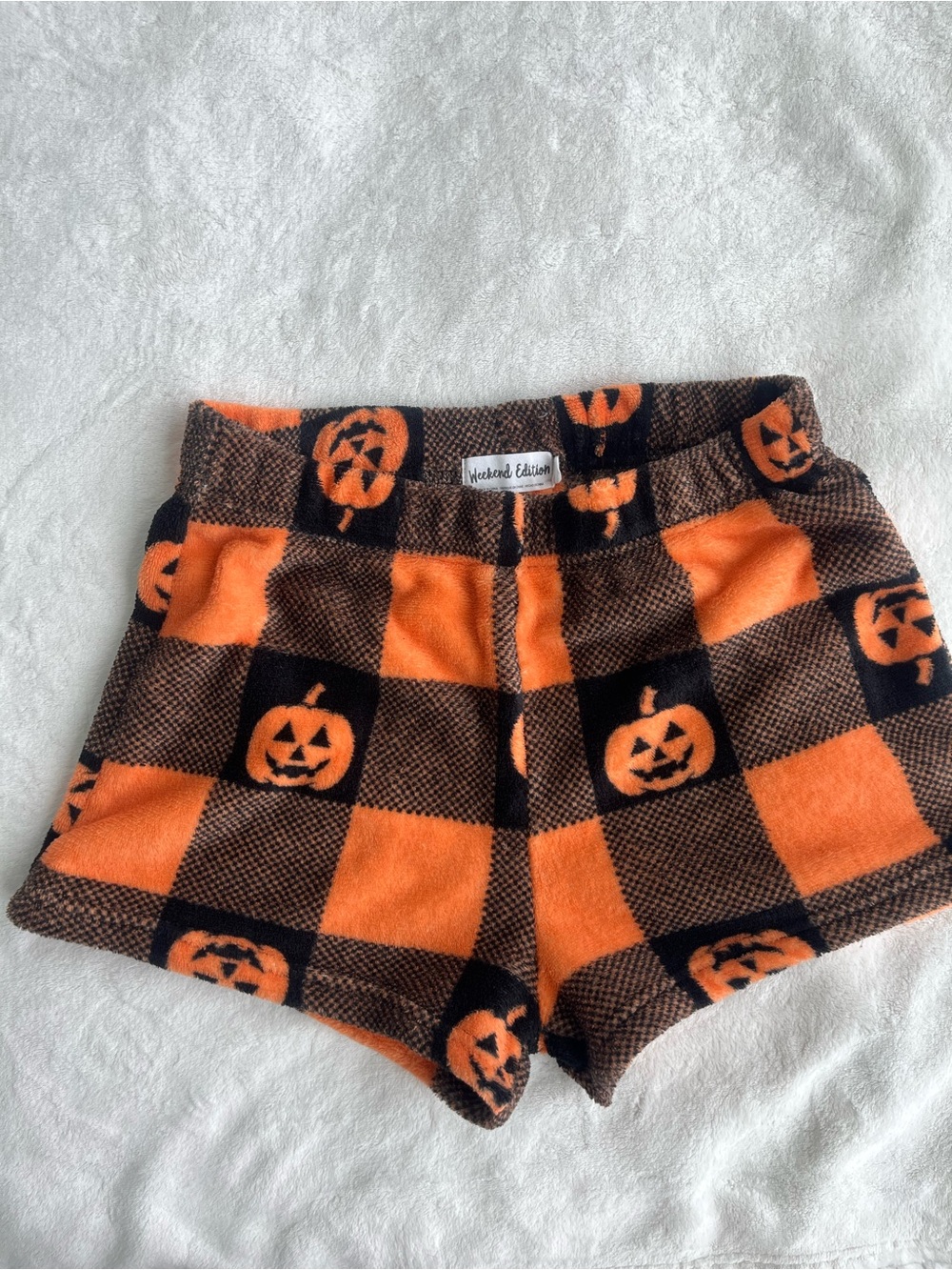 Pumpkin Plaid Fleece PJ Shorts